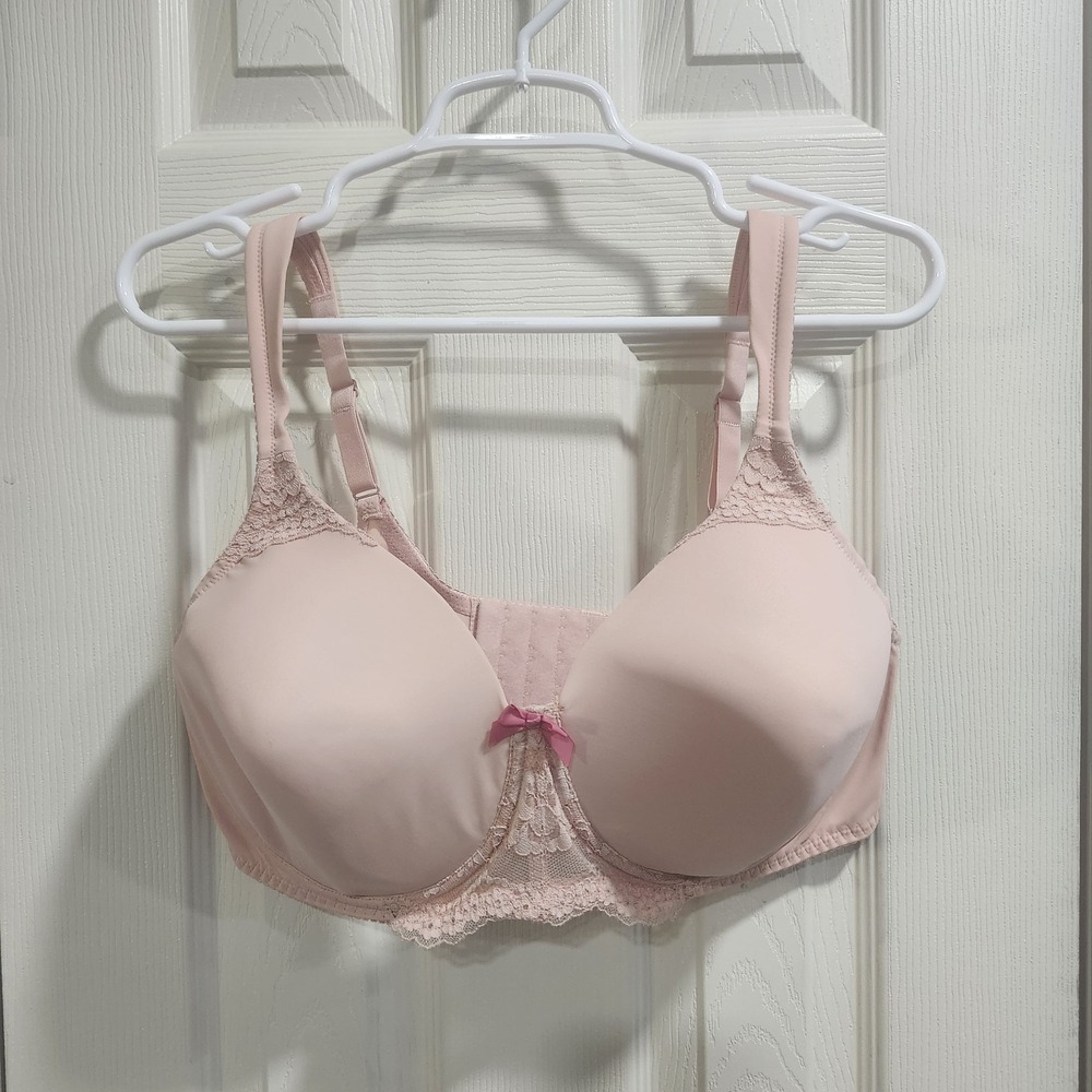 Honeylove 42DD Blush Pink Underwire Bra‎ Lace Trim Full Coverage Molded Cups